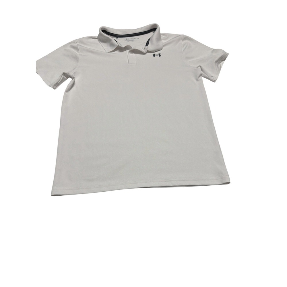 Under Armour Boys White Performance Polo Shirt YXL Loose Fit 1363510 Short Slv